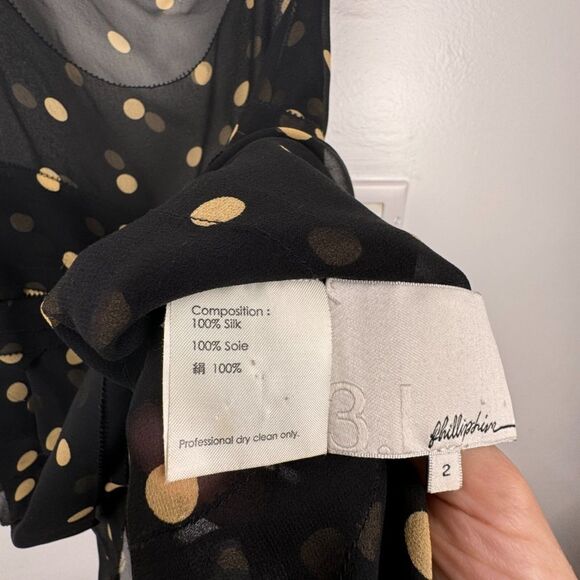3.1 PHILLIP LIM Black Sheer Silk Chiffon Polka Dot Sleeveless Ruffle Top 🛸 Sz 2 - Picture 6 of 11